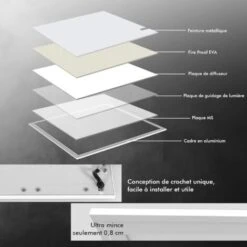 RELAX4LIFE Panneau LED De Plafond 40W 4000 Lumens, Panneau Lumineux Blanc Neutre Chaud 4000 K, Haute Luminosité Angle 120º Faible Consommation, 62x62 Cm -EUROPALAMP Soldes Magasin 60464687 3