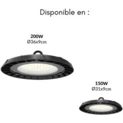 Suspension Industrielle HighBay UFO 150W IP65 90° - Blanc Neutre 4000K - 5500K - SILAMP -EUROPALAMP Soldes Magasin 60978331 5