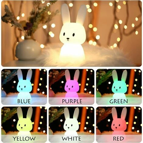 Lapin Veilleuse Bebe Tactile 7 Couleurs USB Rechargeable Peut être Chronométré Veilleuse Enfant Deco Lampe Pour Décoration Noël Chambre Enfant Cadeau D'anniversaire 4 Lapin Veilleuse Bebe Tactile 7 Couleurs USB Rechargeable Peut être Chronométré Veilleuse Enfant Deco Lampe Pour Décoration Noël Chambre Enfant Cadeau D'anniversaire – Image 4