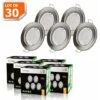 Lot De 30 Spot Led Encastrable Complète Ronde Fixe Alu Brossé Blanc Neutre Eq. 50w