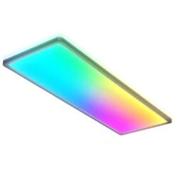 Plafonnier LED RGB Panneau LED Ultraplat Changement De Couleur Plafonnier RGBW à Intensité Variable Éclairage Indirect Télécommande Noir