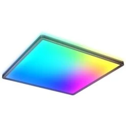 B.K.Licht I Plafonnier LED RGB I Panneau LED Ultraplat I Changement De Couleur I Plafonnier RGBW à Intensité Variable I Éclairage Indirect I Télécommande I Noir