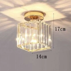 Plafonnier Moderne Lustre Abat-jour En Cristal Et Métal LED Suspension Luminaire éclairage E27 Lampe De Plafond Carré Pour Chambre Salon Couloir Cuisine Salle De Bains Salle à Manger, Doré -EUROPALAMP Soldes Magasin 64024467 5