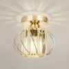 LED Luminaires De Plafond à Cristaux, Lustre Plafonnier Cage Et Cristal E27 Pour Cuisine Couloir Salles à Manger Salons Bar (Gold)