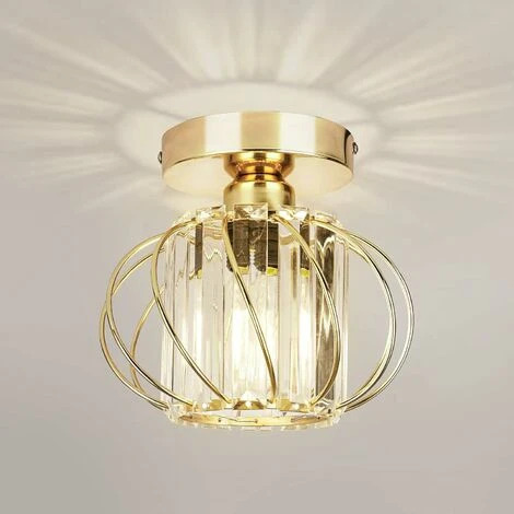 LED Luminaires De Plafond à Cristaux, Lustre Plafonnier Cage Et Cristal E27 Pour Cuisine Couloir Salles à Manger Salons Bar (Gold) 1 LED Luminaires De Plafond à Cristaux, Lustre Plafonnier Cage Et Cristal E27 Pour Cuisine Couloir Salles à Manger Salons Bar (Gold)