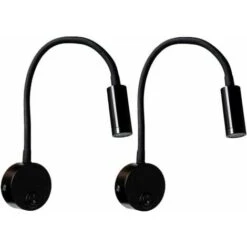 2 Pièces Noire Lampe De Lecture Murale 3W, Flexible Cou Réglable Applique Lampe De Bureau En Aluminium, Lampe De Chevet Avec Interrupteur LED Soins Des Yeux