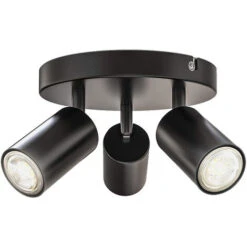 Plafonnier Ronde, 3 Spot Plafonnier Cuisine Plafonnier Spot LED Orientable Éclairage De Plafond Luminaire Plafonnier Applique Spot Noir Pour Cuisine Salon Chambre