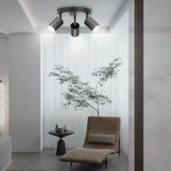 Plafonnier Ronde, 3 Spot Plafonnier Cuisine Plafonnier Spot LED Orientable Éclairage De Plafond Luminaire Plafonnier Applique Spot Noir Pour Cuisine Salon Chambre -EUROPALAMP Soldes Magasin 64496887 5