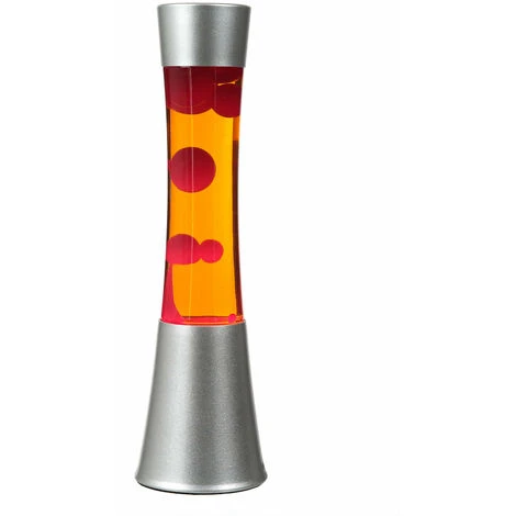 Lampe à Lave Au Design Rétro Gris Métallisé Avec Liquide Orange Et Cire Rouge H:39 Cm G9 - Rouge, Orange, Argent 1 Lampe à Lave Au Design Rétro Gris Métallisé Avec Liquide Orange Et Cire Rouge H:39 Cm G9 - Rouge, Orange, Argent