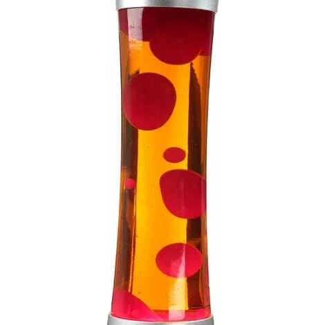 Lampe à Lave Au Design Rétro Gris Métallisé Avec Liquide Orange Et Cire Rouge H:39 Cm G9 - Rouge, Orange, Argent 3 Lampe à Lave Au Design Rétro Gris Métallisé Avec Liquide Orange Et Cire Rouge H:39 Cm G9 - Rouge, Orange, Argent – Image 3