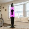 Lampe à Lave Jenny Noire Au Design Vintage En Style Rétro Avec Liquide Rosa Et Cire Violette H:42cm - Violet, Rose, Noir