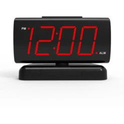 Réveil Numérique Avec Base Pivotante, Affichage LED Rouge, Grand Nombre De Chiffres Pour L'ancien, Gros Bouton Rond