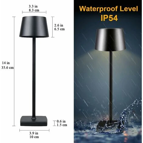 ZOLGINAH Lampe De Table LED Sans Fil Rechargeable, Lampe De Bureau Alimentée Par Batterie 5200mAh, Lumière Portative En Métal USB, Mini Petite Lampe De Chevet Pour Restaurant Extérieur Bar Café, Noir 4 ZOLGINAH Lampe De Table LED Sans Fil Rechargeable, Lampe De Bureau Alimentée Par Batterie 5200mAh, Lumière Portative En Métal USB, Mini Petite Lampe De Chevet Pour Restaurant Extérieur Bar Café, Noir – Image 4
