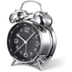 Réveil Fort Pour Adultes Dormeurs Lourds, Quartz Silencieux De 10,2 Cm Avec Rétroéclairage, Double Cloche (noir) BF