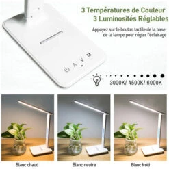 Lampe De Bureau LED Avec Charge Sans Fil, Lampe De Table Réglable Contrôle Tactile, Charge USB - 3 Modes D'éclairage - Affichage LCD -EUROPALAMP Soldes Magasin 65747105 3