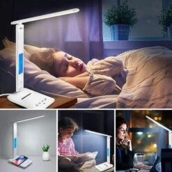 Lampe De Bureau LED Avec Charge Sans Fil, Lampe De Table Réglable Contrôle Tactile, Charge USB - 3 Modes D'éclairage - Affichage LCD -EUROPALAMP Soldes Magasin 65747105 4