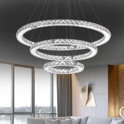 Froadp 72W Lampe Suspendue En Cristal à Trois Anneaux, LED Plafonnier En Pour Salle à Manger Salon Chambre Cuisine Café Hôtel Bureau, Art Créatif Moderne, Blanc Froid, Ø20cm+Ø40cm+Ø60cm 8 Froadp 72W Lampe Suspendue En Cristal à Trois Anneaux, LED Plafonnier En Pour Salle à Manger Salon Chambre Cuisine Café Hôtel Bureau, Art Créatif Moderne, Blanc Froid, Ø20cm+Ø40cm+Ø60cm -EUROPALAMP Soldes Magasin 66344882 4