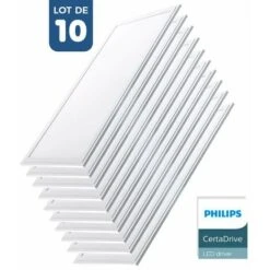 Pack De 10 Panneaux LED Slim 120X30 Cm - Driver Philips - 44W - UGR19 Blanc Extra Chaud