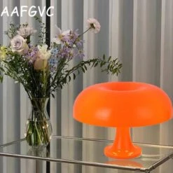 Solde- AGILITY, AGILITY Lampe De Table Champignon Lampe De Table En Polycarbonate，4 Sources Lumineuses LED Gratuites，Orange