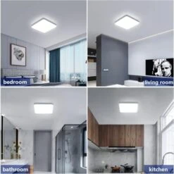 Plafonnier Led Carré 30W, Luminaire Plafonnier Etanche IP54, 2700LM 6500K Blanc Froid, Plafonnier Salle De Bain Cuisine Couloir Balcon 25cm [Classe énergétique E] -EUROPALAMP Soldes Magasin 67913981 3