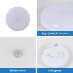 Plafonnier LED Avec Détecteur De Mouvement, 30W 6600K Lampe De Plafond Moderne Lumière Blanche Froide, 25CM Plafonnier Rond Blanc Pour Cuisine, Couloir, Escalier, Chambre, Entrée (IP40) [Classe énergé -EUROPALAMP Soldes Magasin 67913987 4