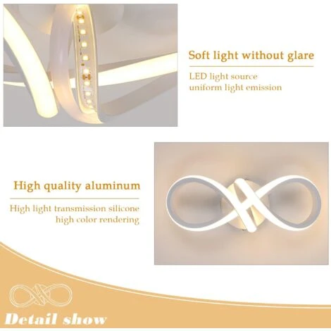 Plafonniers LED Modernes, Luminaire Plafonnier Courbe 17W, Plafonnier De Plafond Blanc Chaud 3000K Pour Salon Chambre Cuisine Salle à Manger Et Salle à Manger 5 Plafonniers LED Modernes, Luminaire Plafonnier Courbe 17W, Plafonnier De Plafond Blanc Chaud 3000K Pour Salon Chambre Cuisine Salle à Manger Et Salle à Manger – Image 5