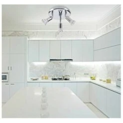 Plafonnier 3 Spots Orientables Salle De Bain 9W, LED Angle Réglable Éclairage Pour Chambre Salon Cuisine Couloir,