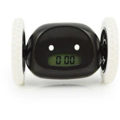 GP Réveil En Cours D'exécution Escape Réveil électronique Lazy Snooze Roue Mobile Chat Caché Horloge Cadeau Créative Idéal Pour Les Gros Dormeurs (Robot Chambre Adulte Et Enfant) 13 8,5 8,5 Cm Noir
