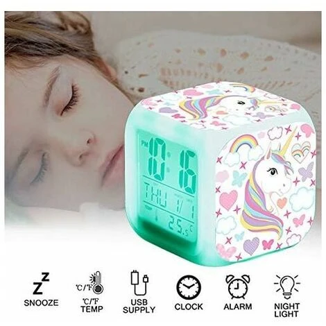 GP Réveil Numérique Licorne Pour Filles, Cube LCD LED De Nuit Rougeoyante Avec Lumière Pour Enfants, Horloge De Chevet, Cadeaux D'anniversaire Pour Enfants, Femmes, Adultes, Chambre à Coucher 2 GP Réveil Numérique Licorne Pour Filles, Cube LCD LED De Nuit Rougeoyante Avec Lumière Pour Enfants, Horloge De Chevet, Cadeaux D'anniversaire Pour Enfants, Femmes, Adultes, Chambre à Coucher – Image 2