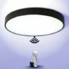 Plafonnier LED Avec Détecteur De Mouvement Lampe De Lumière Automatique Pour Extérieur Balcon Garage Entrée Couloir Luminaire Rond Facile à Installer Lampe De Plafond 6000K Blanc Froid, 1200LM, Ø30CM