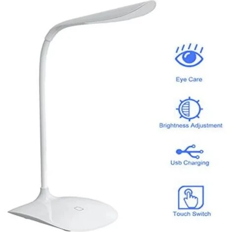 Lampe De Bureau,Lampe De Bureau LED - 3 Niveaux De Luminosité/18 Leds - Blanc 2 Lampe De Bureau,Lampe De Bureau LED - 3 Niveaux De Luminosité/18 Leds - Blanc – Image 2