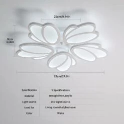 Plafonnier LED, Moderne Petal Lampe De Plafond LED, Suspension Luminaire Blanc 70W 5600LM, 6000K Lumière Blanche, Luminaire Plafonnier LED Pour Salon Cuisine Chambre Salle à Manger, Ø63cm 9 Plafonnier LED, Moderne Petal Lampe De Plafond LED, Suspension Luminaire Blanc 70W 5600LM, 6000K Lumière Blanche, Luminaire Plafonnier LED Pour Salon Cuisine Chambre Salle à Manger, Ø63cm -EUROPALAMP Soldes Magasin 72606236 5