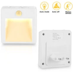 Randaco Veilleuse Led, Lampe De Nuit Avec Détecteur De Mouvement Et Capteur De Lumière, Paquet De 2