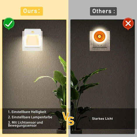 Randaco Veilleuse Led, Lampe De Nuit Avec Détecteur De Mouvement Et Capteur De Lumière, Paquet De 2 5 Randaco Veilleuse Led, Lampe De Nuit Avec Détecteur De Mouvement Et Capteur De Lumière, Paquet De 2 – Image 5