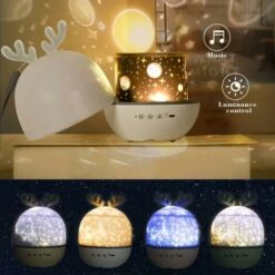 Veilleuse Projecteur,Lampe De Projecteur Avec 6 Films De Projection,8 Chansons, LED Enfant Veilleuse Lampe Musicale Et Lumineuse 360°Rotation Pour Nol,Anniversaire Pour Enfants -EUROPALAMP Soldes Magasin 75243602 3