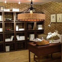 Lustre En Corde Chanvre Rétro Industriel Fer Lampe Suspendue Vintage Loft E27 Pendentif Lumières Réglable En Hauteur Suspension Intérieur Éclairage Salle À Manger Chambre Salon Cuisine Lampes,30cm -EUROPALAMP Soldes Magasin 75288464 4