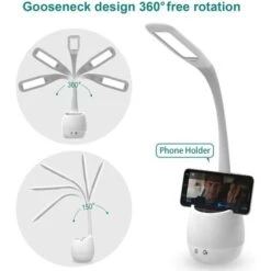 MAGICFOX Lampe De Bureau Flexible, Lampe Rechargeable Avec Veilleuse Colorée/ 3 Modes Et 3 Niv. De Luminosité/Contrôle Tactile -EUROPALAMP Soldes Magasin 76013574 3