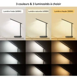 Lampe De Bureau LED Dimmable, 3 Modes - 3 Niveaux De Luminosité - Affichage LCD -Fonction De Charge Sans Fil - Protection Des Yeux -EUROPALAMP Soldes Magasin 76013618 3