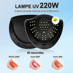 Lampe UV Ongles Gel, 220W LKE Lampe Ongles Gel Avec Poignée, 4 Minuteries, écran LCD HD, Base Amovible, Machine A LED UV Pour Ongle Art Pour Tous Les Gels，séchoirs à Ongles Et Lampes Uv -EUROPALAMP Soldes Magasin 77199960 3