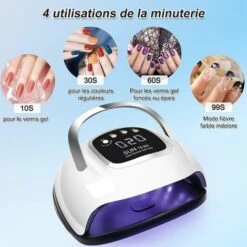 Lampe UV Ongles Gel, 220W LKE Lampe Ongles Gel Avec Poignée, 4 Minuteries, écran LCD HD, Base Amovible, Machine A LED UV Pour Ongle Art Pour Tous Les Gels，séchoirs à Ongles Et Lampes Uv -EUROPALAMP Soldes Magasin 77199960 4