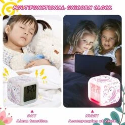 Réveils Pour Filles, Réveils Pour Enfants Licorne Avec Motif De Licorne à 4 Côtés Et 9 Types De Cadeaux D'horloge De Chevet De Réveil Lumineux à LED 7 Réveils Pour Filles, Réveils Pour Enfants Licorne Avec Motif De Licorne à 4 Côtés Et 9 Types De Cadeaux D'horloge De Chevet De Réveil Lumineux à LED -EUROPALAMP Soldes Magasin 77286945 3