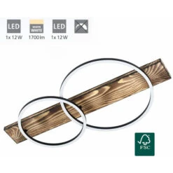 EGLO Rustique Plafond Lumière Boyal Brun L: 78 W: 40 H: 9cm 3000K