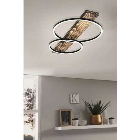 EGLO Rustique Plafond Lumière Boyal Brun L: 78 W: 40 H: 9cm 3000K 2 EGLO Rustique Plafond Lumière Boyal Brun L: 78 W: 40 H: 9cm 3000K – Image 2