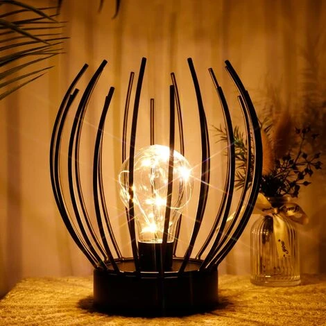 Lampe De Table à Cage En Métal Lampe Sans Fil à Piles Avec Ampoule LED De Style Edison Idéal Pour Les Mariages, Les Fêtes, Les événements De Patio Pour L'intérieur à L'extérieur 5 Lampe De Table à Cage En Métal Lampe Sans Fil à Piles Avec Ampoule LED De Style Edison Idéal Pour Les Mariages, Les Fêtes, Les événements De Patio Pour L'intérieur à L'extérieur – Image 5