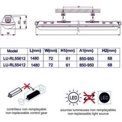 Lot De 12 Réglettes LED étanche 1500mm 55W 6600 LM 4000K IP65 - Interconnectable - Garantie 5 Ans -EUROPALAMP Soldes Magasin 77718161 4