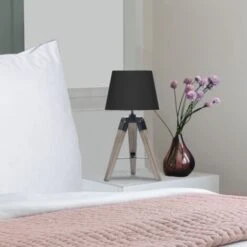 Lot De 2 Lampes De Chevet Trépied HILDA En Bois Foncé Noires 9 Lot De 2 Lampes De Chevet Trépied HILDA En Bois Foncé Noires -EUROPALAMP Soldes Magasin 7773783 5