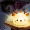 Veilleuse Enfant,Veilleuse Bebe Fille Cerf,Veilleuse Prise Electrique Led Rechargeable,Lampe Portable Multicolore Chambre,Lampe De Chevet Nuit,Cadeau Lumineuse,Lampe Silicone Tactile 7 Couleurs