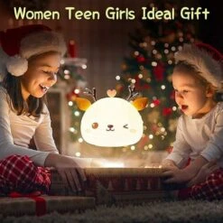 Veilleuse Enfant,Veilleuse Bebe Fille Cerf,Veilleuse Prise Electrique Led Rechargeable,Lampe Portable Multicolore Chambre,Lampe De Chevet Nuit,Cadeau Lumineuse,Lampe Silicone Tactile 7 Couleurs -EUROPALAMP Soldes Magasin 78386234 5