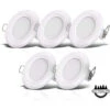 5 Spots LED Pour Salle De Bain, Ultra-plat 25mm, Ø90mm, Blanc, Plafonnier Encastré, Panneau LED 5-7W, 460Lm, Blanc Neutre 4000K