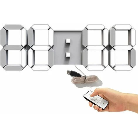 Horloge Murale Numérique LED 3D, Super Numérique, Télécommande, Grand Minuteur Numérique, Adapté à L'entrepôt / Bureau / Maison / Salon / école 1 Horloge Murale Numérique LED 3D, Super Numérique, Télécommande, Grand Minuteur Numérique, Adapté à L'entrepôt / Bureau / Maison / Salon / école